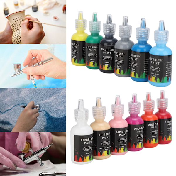 DIY Flytande Pigmentset 12 Färger 348ml för Konst Hantverk Måleri, Bildekorering, Klädfärgning, Bilvård och Konsttillverkning
