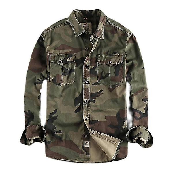 Herrar Militär Camouflage Skjorta Uniform pale green l