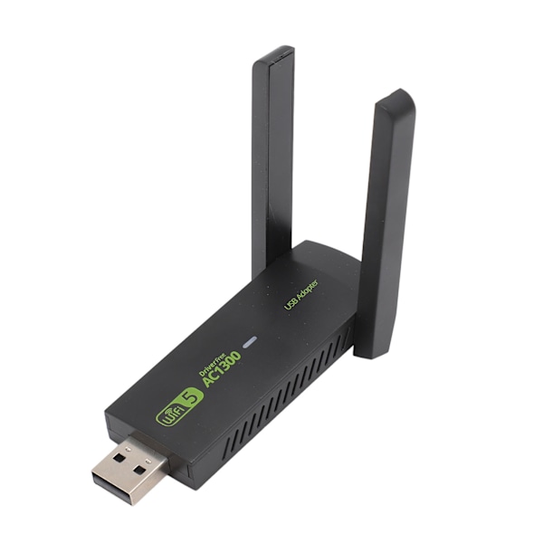 Trådlös WiFi-adapter för PC 1300 Mbps Dubbla 5dBi-antenner 5G 2.4G WiFi MU MIMO Dongle för Windows 7 8 10 11, Snabb och Stabil Anslutning