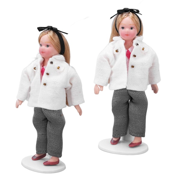 Miniatyrlivslika Porslinsfigurer 1/12 Skala Rörliga Lemmar Keramisk Docka för Dockhus Dekoration, Miniatyr Keramisk Flickdocka med Realistiska Detaljer