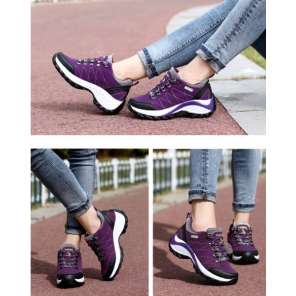 Kvinnor vandringsskor Andas Låg Top Outdoor Athletic Sneakers för Walking Trekking Klänning Skor purple 35