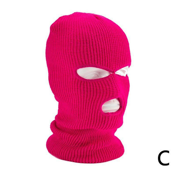 Varm Unisex Balaclava Mask med 3 Hål för Vinter Rose Red