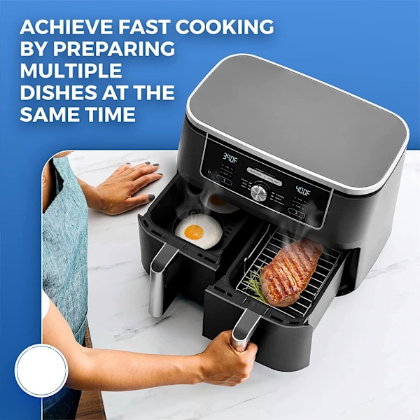 Tillbehör till Air Fryer - Multifunktionellt Enlagerställ med Spett, Dubbelkorg Kompatibel med Air Fryers, Hållbart och Lätt att Rengöra