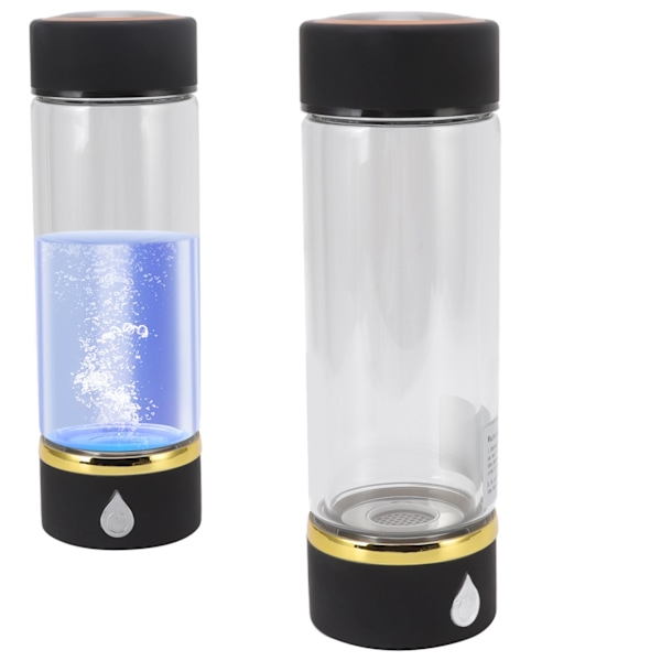 Bärbar Vätegenerator Vattenflaska 380ml USB Laddning Intelligent Väteberikad Vattenkopp Generator Svart