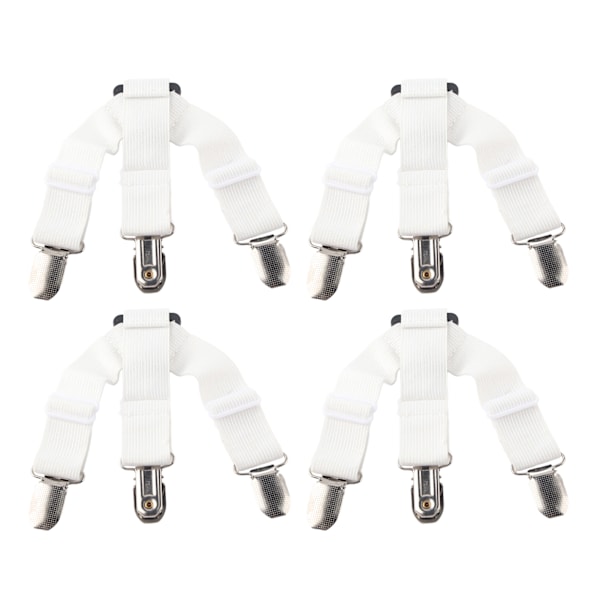 Sängklädeshållare Remmar 4-pack, Elastisk Fästning för Madrassöverdrag & Filtar, Vit, Hemtextil Organiserare och Grepp