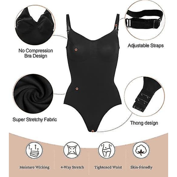 Ultra Comfy Body Shaper,,kvinnor Skulptera Body Tummy Control Shapewear Seamless Body Shaper String Stroppa Justerbara remmar , Botao 3XL
