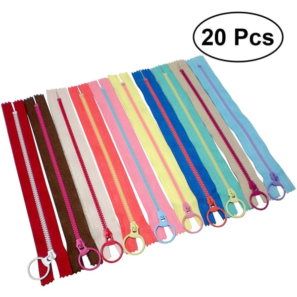 20 st plasthartsdragkedjor med lyftring Färgglad dragkedja för skräddarsydd sömnad Hantverk Väska plagg