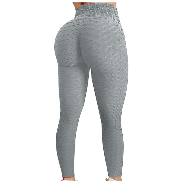 Push Up Leggings Sport Kvinnor Fitness Hög Midja Yoga Byxor Grey L