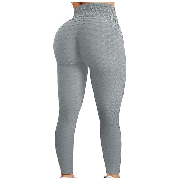 Push Up Leggings Sport Kvinnor Fitness Yogabyxor med hög midja Grey M