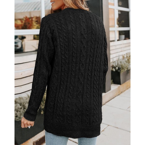Lätt sommarcardigan för kvinnor med knappar, randigt mönster, långa ärmar, avslappnad, bekväm, tunn cardigan blue S