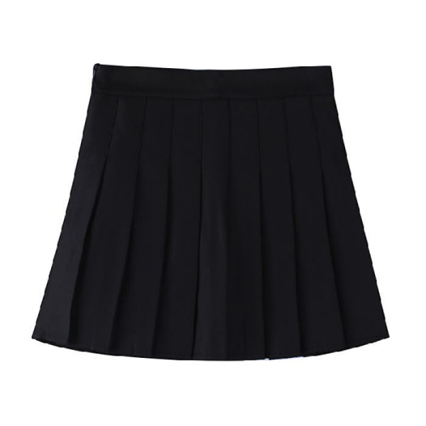 Tjejklänning med hög midja veckad tennisstil minikjol Vit Jk plisserad kjol Black XS