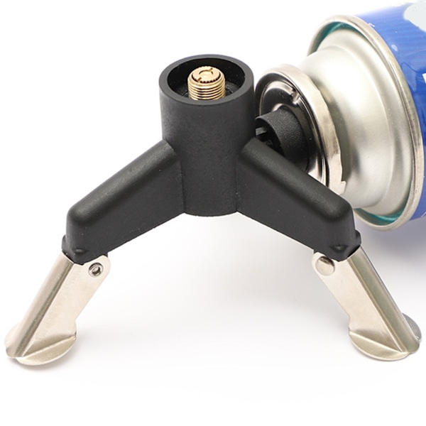 Rostfritt Stål Spis Tripod Stativ Adapter Omvandlingshuvud med Självlåsande Funktion för Utomhus Camping Vandring och Gastank Stabilisator