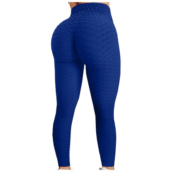Push Up Leggings Sport Kvinnor Fitness Yogabyxor med hög midja Sapphire Blue XL