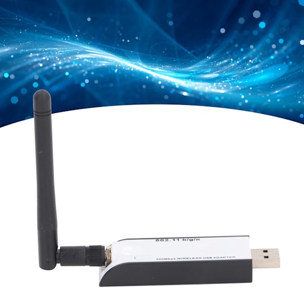 300 Mbps Trådlös USB WiFi-adapter med antenn, IEEE 802.11b/g/n, pålitlig anslutning för hemmakontor och stationära datorer, USB WiFi-dongel för Windows