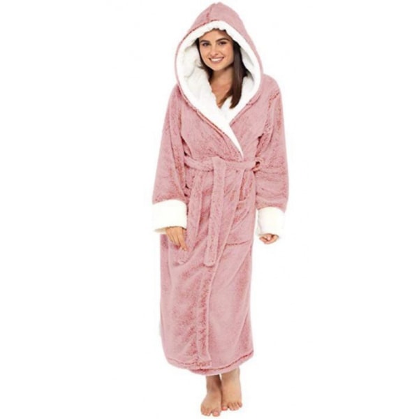 Huva Sherpa Robe Long Plysch Fuzzy Morgonrock Pink XXL