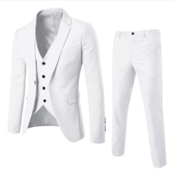 Slim Fit Suit Set för män med en knapp solid jacka Västbyxor Business Set Khaki M