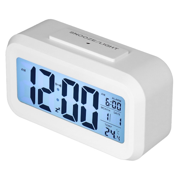 Stor Digital Väckarklocka med LED-Display, Elektroniskt Nattljus, Snooze-Funktion, Väckarklocka för Sovrum, Hemmakontor, Vit