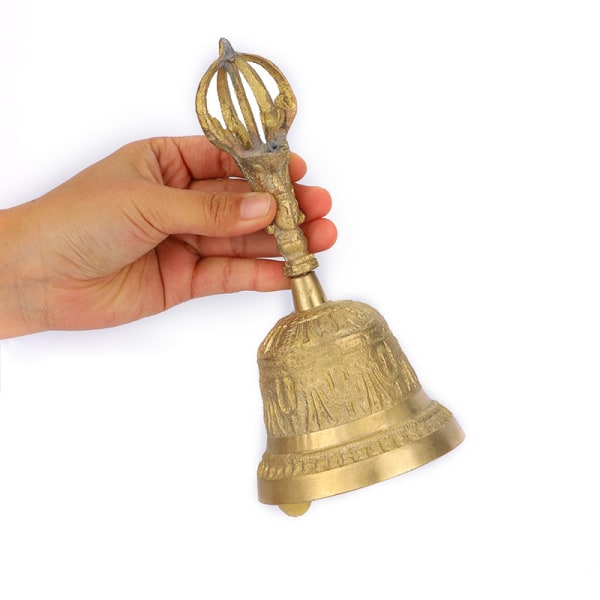 Larm Hand Bell Meditation Fengshui Loud Call Tibetansk buddhistisk mässing bönte, 16,5 cm Copper Natural Color Trumpet