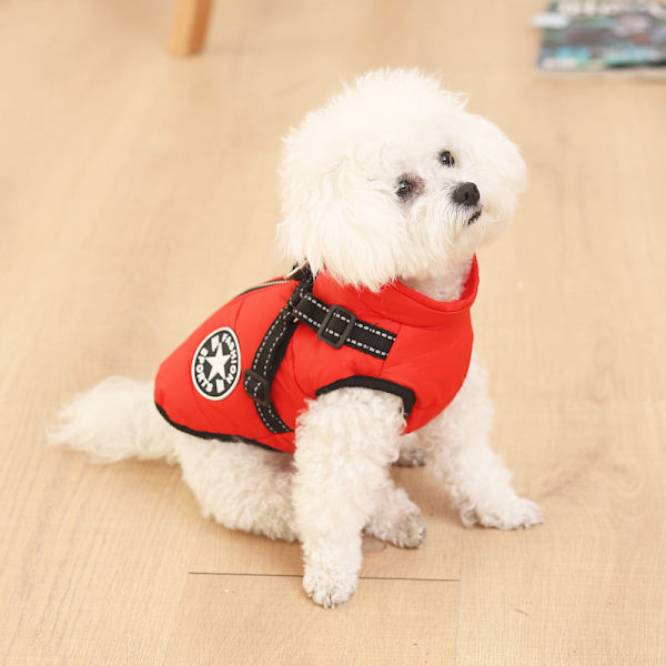 Stor Hundjacka med Selar Vinter Varm Hundkläder Vattentät Red 4XL