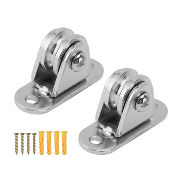 Rostfritt Stål Tyst Rullblock 2 st Väggmonterad Fast Rull för DIY Utrustning Wire Rope Rail Glidande Grind och Mer, Tyst och Hållbar