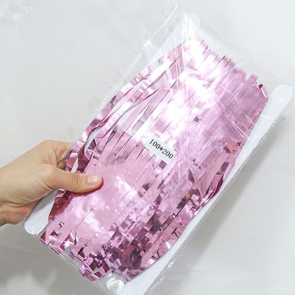 Metallic Matt Foliefransgardin med Lim på Baksidan 50/60W LED Ljusskärm Dekorationer Plastmaterial Glittrande Festgardin Färgade Ränder