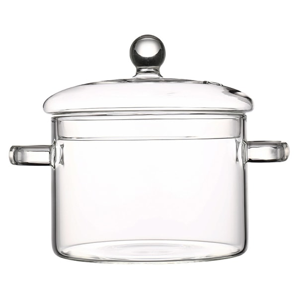 Köksgryta i glas - 2 l/67 oz glaskastrull Värmebeständig Borosilikatglas Handgjorda köksredskap Set Spishäll - Säker för pasta