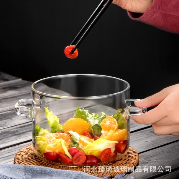 Köksgryta i glas - 2 l/67 oz glaskastrull Värmebeständig Borosilikatglas Handgjorda köksredskap Set Spishäll - Säker för pasta