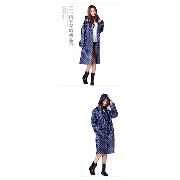 Mode Regnrock EVA Miljövänlig Tjock Regnrock Vuxen Regnponcho Enstycke Huva Dragkedja Fläckig Avslappnad BLUE1 105cmx126cm x78cm