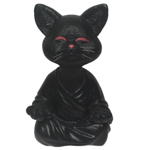 Meditation Katt Handgjord Skulptur Harts Hantverk Skrivbord Trädgårdsprydnad Heminredning black 8x5.5x12.5cm
