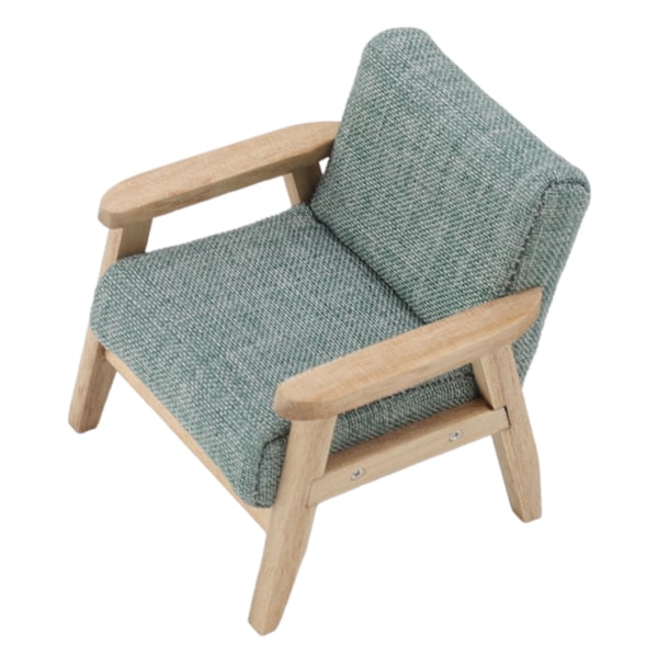 1:12 Skalmodell Japansk Stil Miniatyr Soffa, Grågrön Tyg Fåtölj, Enstaka Vardagsrums Möbel Dekoration för Miniatyr Samlare