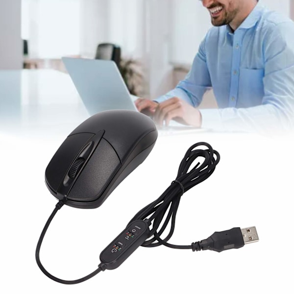 Ergonomisk Uppvärmd Mus 3-nivå Justerbar Svart 1600DPI Trådbunden för Windows OS X System Desktop Laptop