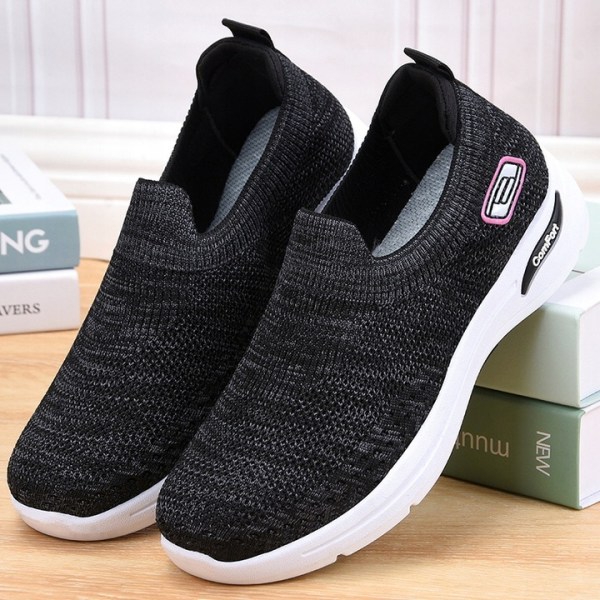 Casual Walking Sneakers för kvinnor Mode Andas Enkla Lättvikt Bekväma Sneakers black 38