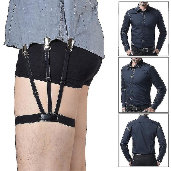 1 par herrskjorta Stays Bälte med halkfria låsklämmor Håll skjortan undanstoppad hängslen Strumpebandsrem