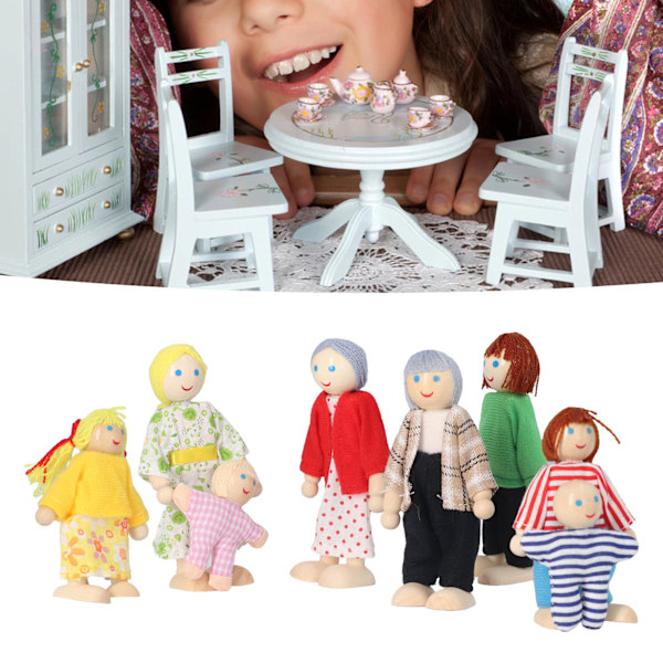 Trädockor för Barn, Flyttbara Dockor för Familjespel, Odla Fantasin med 12 Stycken Figurer, Perfekt för Barnets Utveckling