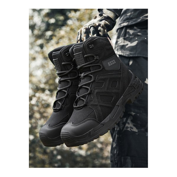 Militärstövlar för män High-Top Outdoor Combat Boots Mode Taktiska Stövlar Vandringsskor Desert Workwear Boots Herr black 47