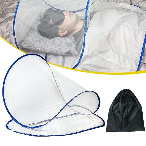 Ultralätt bärbart pop-up myggnätstält, minivikbart myggnät för huvud, sovsäck insektsnät, lämpligt för sängkläder Camping resegård gul