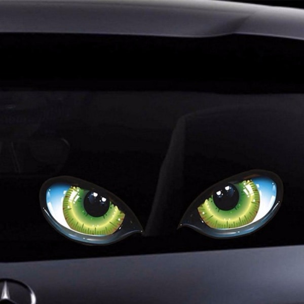 3D-simulering backspegelögon bil klistermärken reflekterande stereoskopiska kattögon gröna kikar ögon