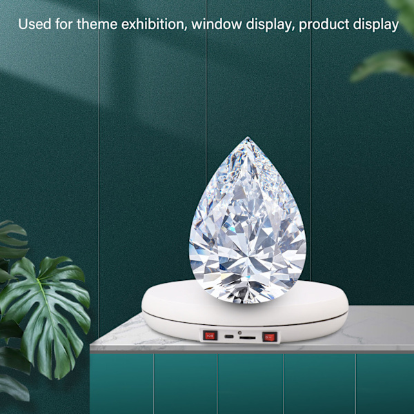 Elektrisk roterande displaybord 25 cm LED-lampa smyckestativ ljudlöst 20 kg lastkapacitet vit skivspelare display med justerbar hastighet