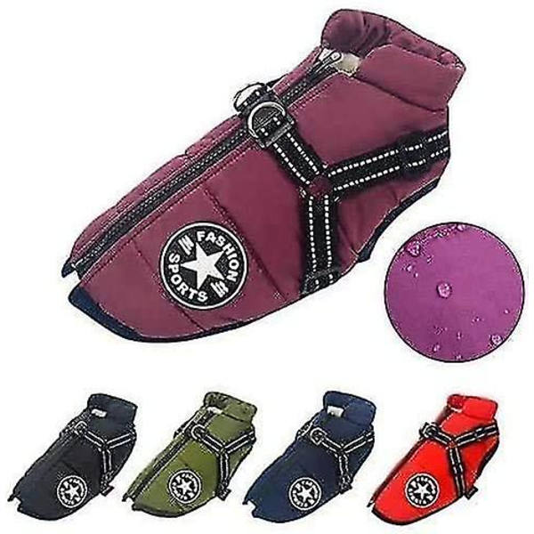 Stor Hundjacka med Selar Vinter Varm Hundkläder Vattentät Blue 4XL
