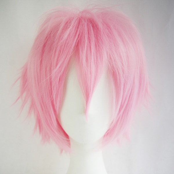 Kort peruk herr Cosplay peruk färg peruk Anime peruk för män Cosplay set kort hår pink