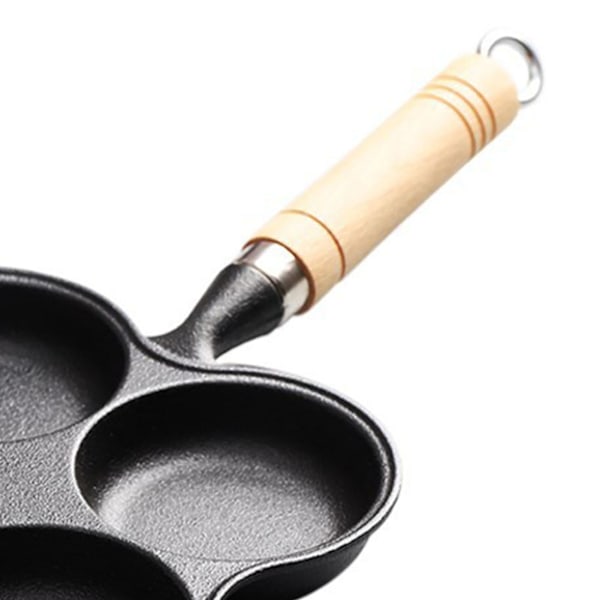 Gjutjärnspanna för ägg, 4 koppar, anti-klibb, non-stick, för induktion och gasspis, jämn värmefördelning, enkel rengöring