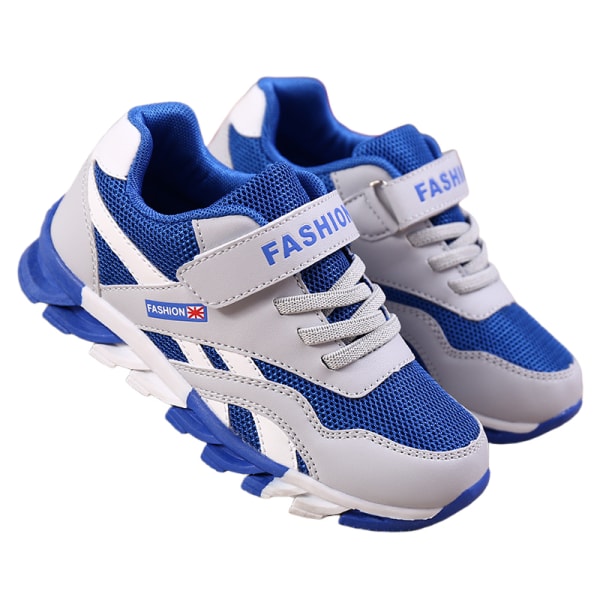 Pojkar Andningsbara Mesh-skor Pojkar Läder Casual Löparskor BLUE1 28