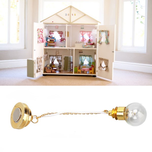 1:12 Skal Miniatyr Glaskronljus Enkelt Huvud Mjuk Belysning Dockhus Taklampa, Gyllen Finish, Perfekt för Skalmodellering och Visning