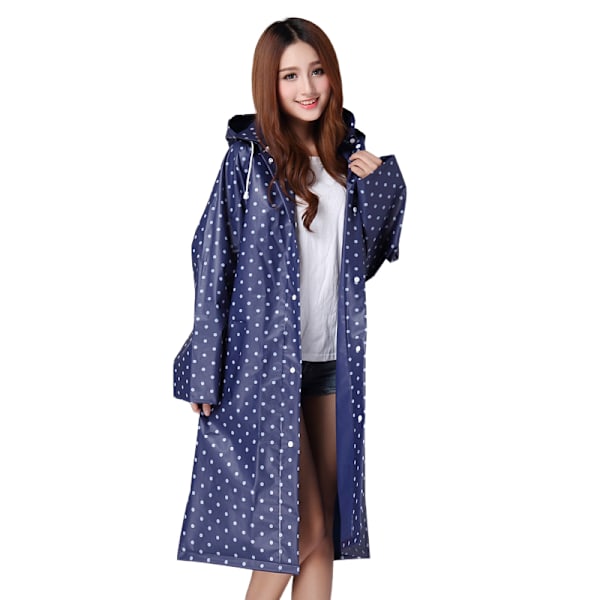 Mode Regnrock EVA Miljövänlig Tjock Regnrock Vuxen Regnponcho Enstycke Huva Dragkedja Fläckig Avslappnad BLUE 105cmx126cm x78cm