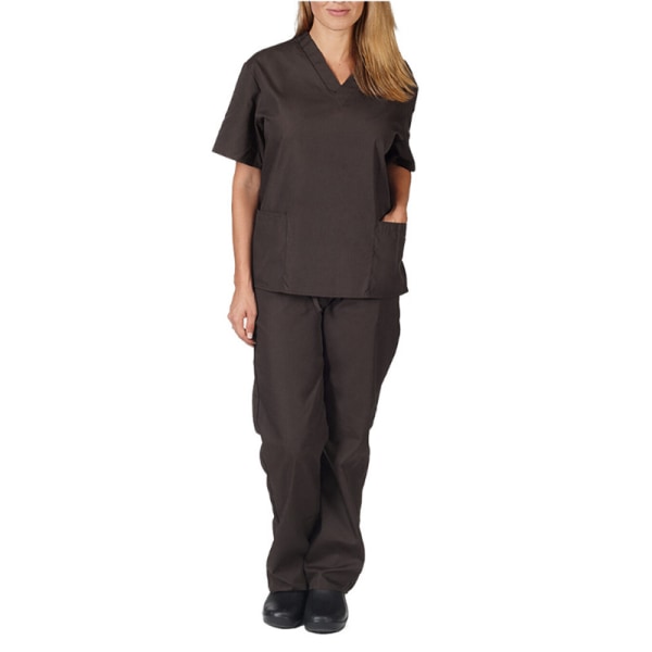 Kvinnors medicinska Scrub Doctor Nursing Scrubs Uniform Dentis Hospital Långbyxor Set Brown L