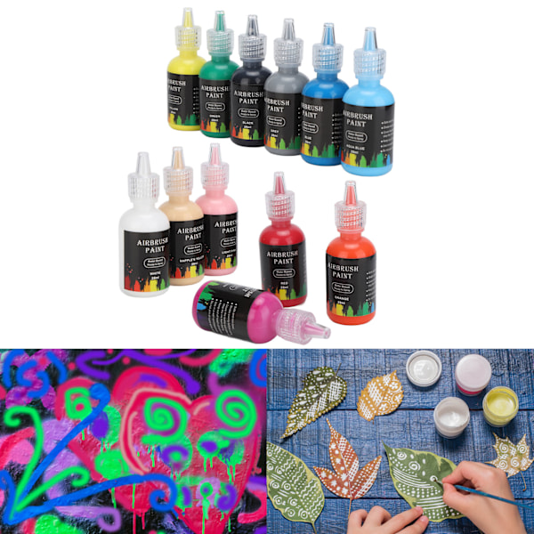 DIY Flytande Pigmentset 12 Färger 348ml för Konst Hantverk Måleri, Bildekorering, Klädfärgning, Bilvård och Konsttillverkning