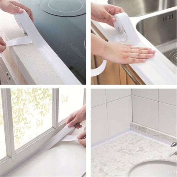 Anti-mögel vattentät tejp diskbänkar dörrar och fönster söm klistermärken toalett hörn gap klistermärken Beige 320x2.2cm