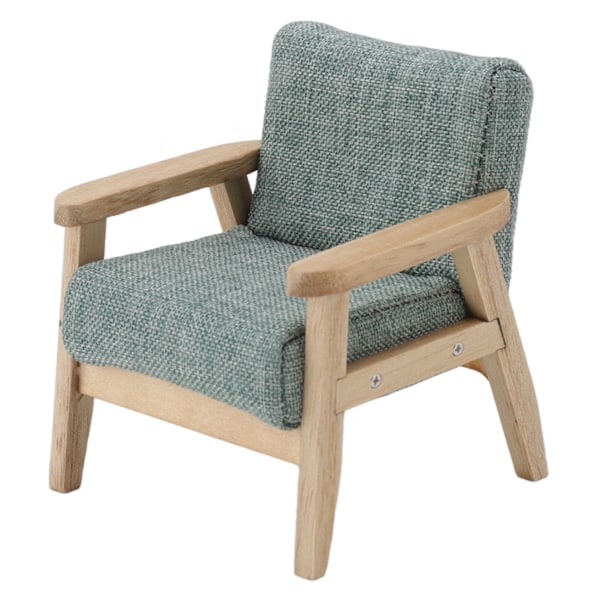 1:12 Skalmodell Japansk Stil Miniatyr Soffa, Grågrön Tyg Fåtölj, Enstaka Vardagsrums Möbel Dekoration för Miniatyr Samlare