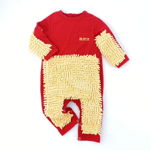 Baby baby krypkläder barnkläder i ett stycke dragkedja anti-smuts höst och vinter RED 90cm