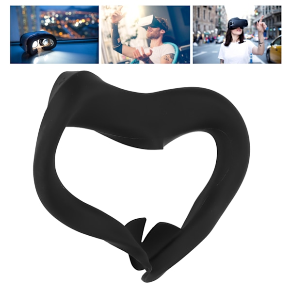VR-spelansiktsöverdrag för Oculus Quest 2, svettsäker & tvättbar silikonmask med standard ögonplatta, svart, kompatibel med VR-headset